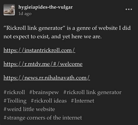 rickroll link generator|hidden link : r/rickroll